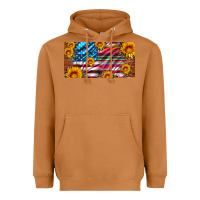 Meerkat usa flag and serape with leopard and sunflowers license plate Heavyweight Hoodie - Artiststas