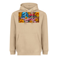 Mushroom usa flag and serape with leopard and sunflowers license plate Heavyweight Hoodie - Artiststas