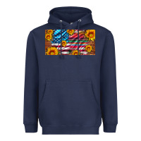 Navy usa flag and serape with leopard and sunflowers license plate Heavyweight Hoodie - Artiststas