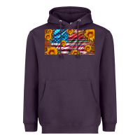 Plum usa flag and serape with leopard and sunflowers license plate Heavyweight Hoodie - Artiststas