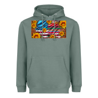 Sage usa flag and serape with leopard and sunflowers license plate Heavyweight Hoodie - Artiststas