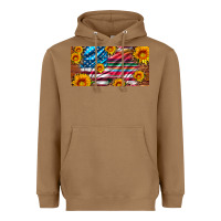 Toasted Coconut usa flag and serape with leopard and sunflowers license plate Heavyweight Hoodie - Artiststas