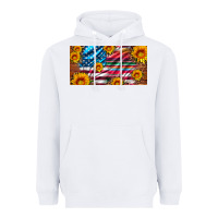 White usa flag and serape with leopard and sunflowers license plate Heavyweight Hoodie - Artiststas