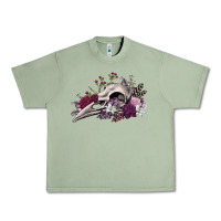 Oil Green Boho floral raven skull Urban Heavy Tee - RanaPortraitStore