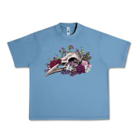 Pebble Blue Boho floral raven skull Urban Heavy Tee - RanaPortraitStore
