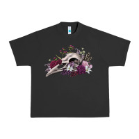 Pigment Black Boho floral raven skull Urban Heavy Tee - RanaPortraitStore