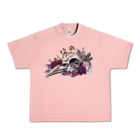Salmon Boho floral raven skull Urban Heavy Tee - RanaPortraitStore