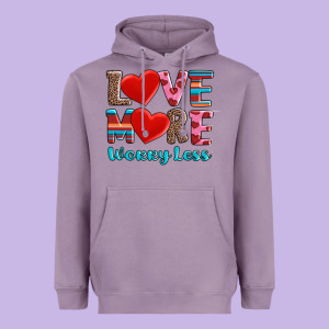 Love More Worry Less Heavyweight Hoodie Designed By Adodesignshop