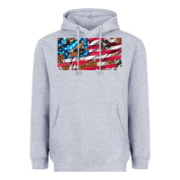 Heather Grey usa flag and leopard with wood license plate Heavyweight Hoodie - Artiststas