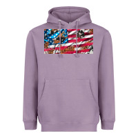 Lavender usa flag and leopard with wood license plate Heavyweight Hoodie - Artiststas