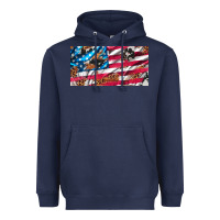 Navy usa flag and leopard with wood license plate Heavyweight Hoodie - Artiststas