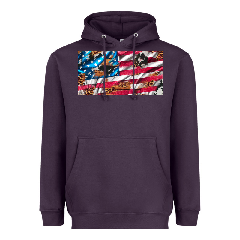 Usa Flag And Leopard With Wood License Plate Heavyweight Hoodie by Artiststas | Teevron
