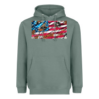 Sage usa flag and leopard with wood license plate Heavyweight Hoodie - Artiststas