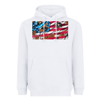 White usa flag and leopard with wood license plate Heavyweight Hoodie - Artiststas