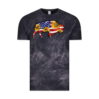 Cloud Black bison amerıcan flag Vintage Tee - BarkalooDesign