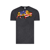 Bison Amerıcan Flag Vintage Tee | Teevron