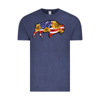 Vintage Denim bison amerıcan flag Vintage Tee - BarkalooDesign