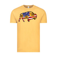 Vintage Mustard bison amerıcan flag Vintage Tee - BarkalooDesign