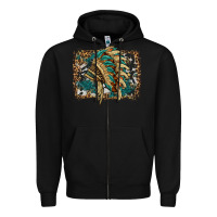 Black indian headdress with background Zipper Hoodie - HRA Design Shop