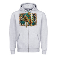 Heather Grey indian headdress with background Zipper Hoodie - HRA Design Shop