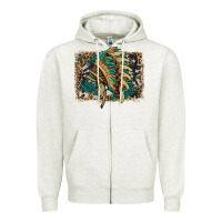 Oatmeal Heather indian headdress with background Zipper Hoodie - HRA Design Shop