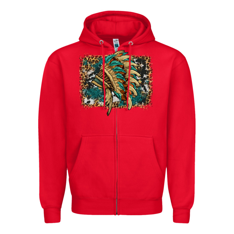 Indian Headdress With Background Zipper Hoodie by HRA Design Shop | Teevron