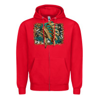 Red indian headdress with background Zipper Hoodie - HRA Design Shop