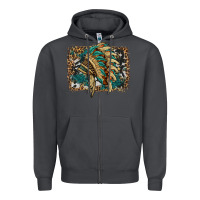 Smoke indian headdress with background Zipper Hoodie - HRA Design Shop
