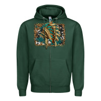 Sports Green indian headdress with background Zipper Hoodie - HRA Design Shop