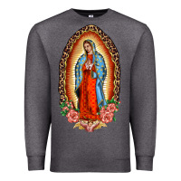 Charcoal Heather our lady of guadalupe leopard and roses Premium Sweatshirt - BarkalooDesign