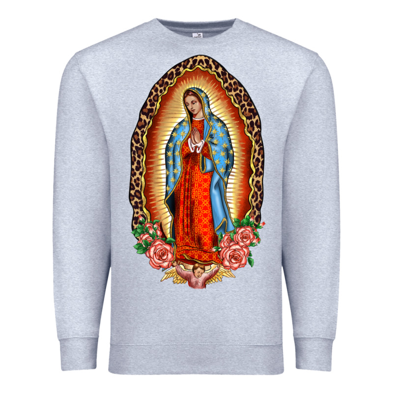 Our Lady Of Guadalupe Leopard And Roses Premium Sweatshirt by BarkalooDesign | Teevron