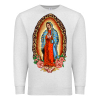 Oatmeal Heather our lady of guadalupe leopard and roses Premium Sweatshirt - BarkalooDesign