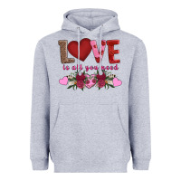 Heather Grey love is all you need Heavyweight Hoodie - AdoDesignShop