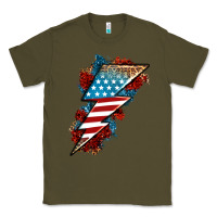 Army Green American lightning bolt Classic Tee - Neo Western