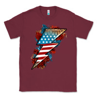 Burgundy American lightning bolt Classic Tee - Neo Western