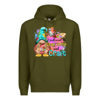 Army Green i just want stay home and craft Premium Hoodie - NancyCooperArtShop
