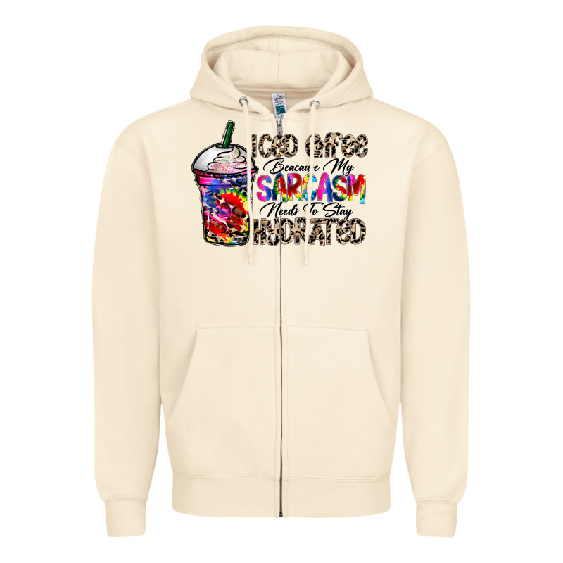 Coffee Because My Sarcasm Needs To Stay Png Zipper Hoodie by CowhideDigitalArt | Teevron