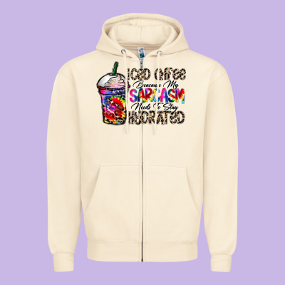 Coffee Because My Sarcasm Needs To Stay Png Zipper Hoodie Designed By Cowhidedigitalart