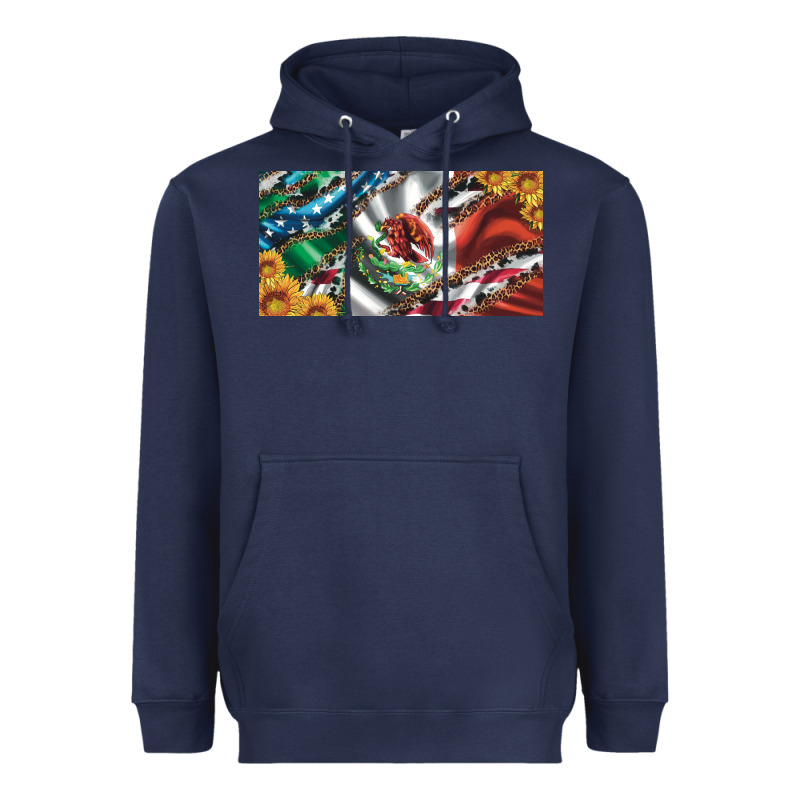 Usa Flag And Mexico Flag With Sunflower And Cowhide  License Plate Heavyweight Hoodie by Artiststas | Teevron