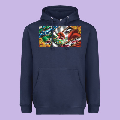 Usa Flag And Mexico Flag With Sunflower And Cowhide  License Plate Heavyweight Hoodie Designed By Artiststas