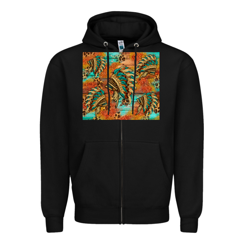 Indian Headdress Pattern Tumbler Zipper Hoodie by HRA Design Shop | Teevron