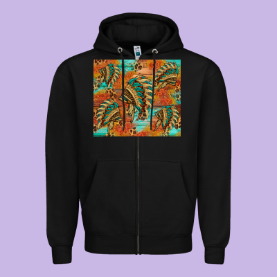 Indian Headdress Pattern Tumbler Zipper Hoodie Designed By Hra Design Shop