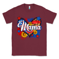 Burgundy American mama heart Classic Tee - Neo Western