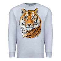 Heather Grey Tiger Head Premium Sweatshirt - LillyAllenDesigns