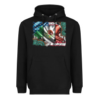 Black usa and mexico flag with leopard cowhide and gemstone background Heavyweight Hoodie - Artiststas