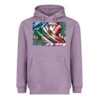 Lavender usa and mexico flag with leopard cowhide and gemstone background Heavyweight Hoodie - Artiststas