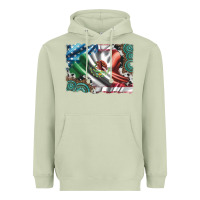 Matcha usa and mexico flag with leopard cowhide and gemstone background Heavyweight Hoodie - Artiststas