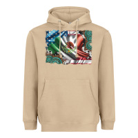 Mushroom usa and mexico flag with leopard cowhide and gemstone background Heavyweight Hoodie - Artiststas