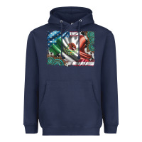 Navy usa and mexico flag with leopard cowhide and gemstone background Heavyweight Hoodie - Artiststas