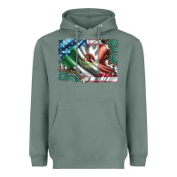 Sage usa and mexico flag with leopard cowhide and gemstone background Heavyweight Hoodie - Artiststas